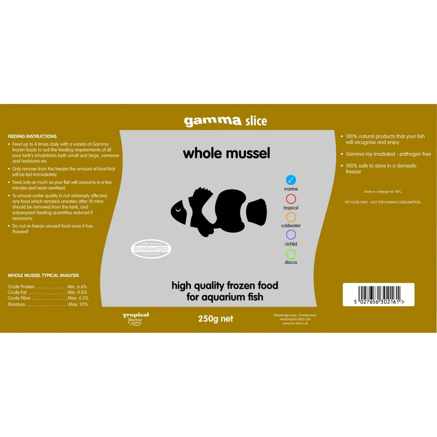 Buy Gamma Slice Whole Mussel 250g (ZGF480) Online at £6.59 from Reptile Centre
