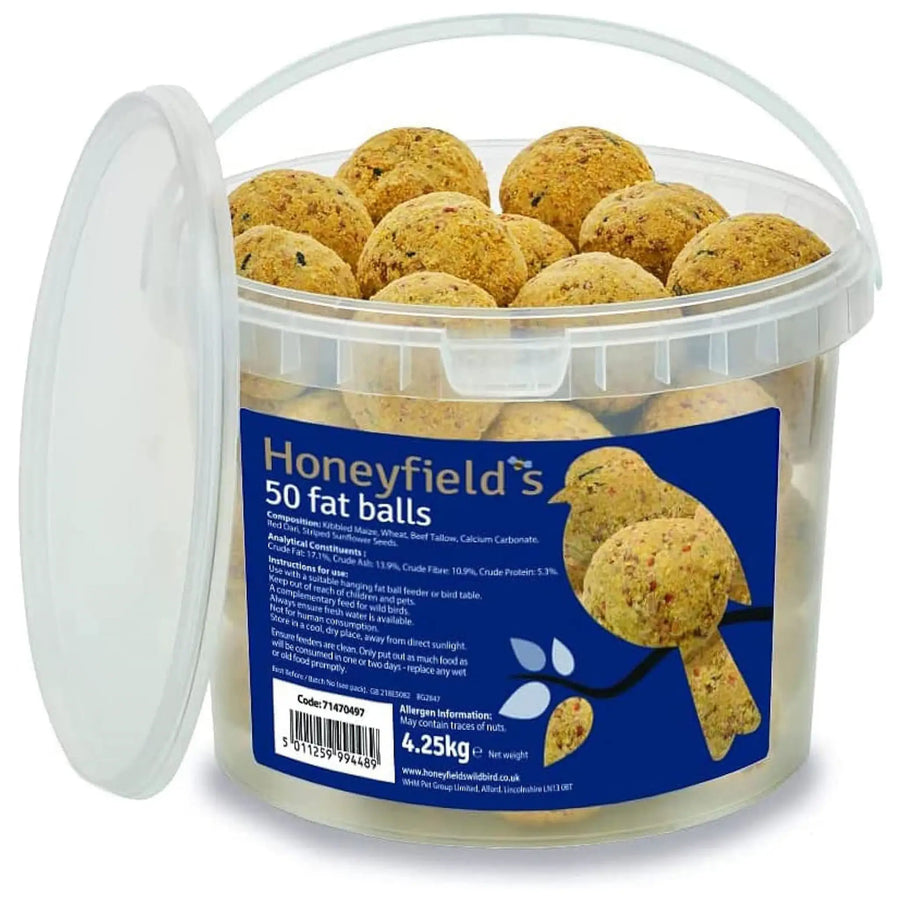Honeyfield’s 50 Fat Balls Wild Bird Food Tub Wildlife Supplies