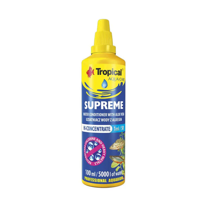 Tropical Supreme 100ml - yellow and blue squeezy bottle water treatment