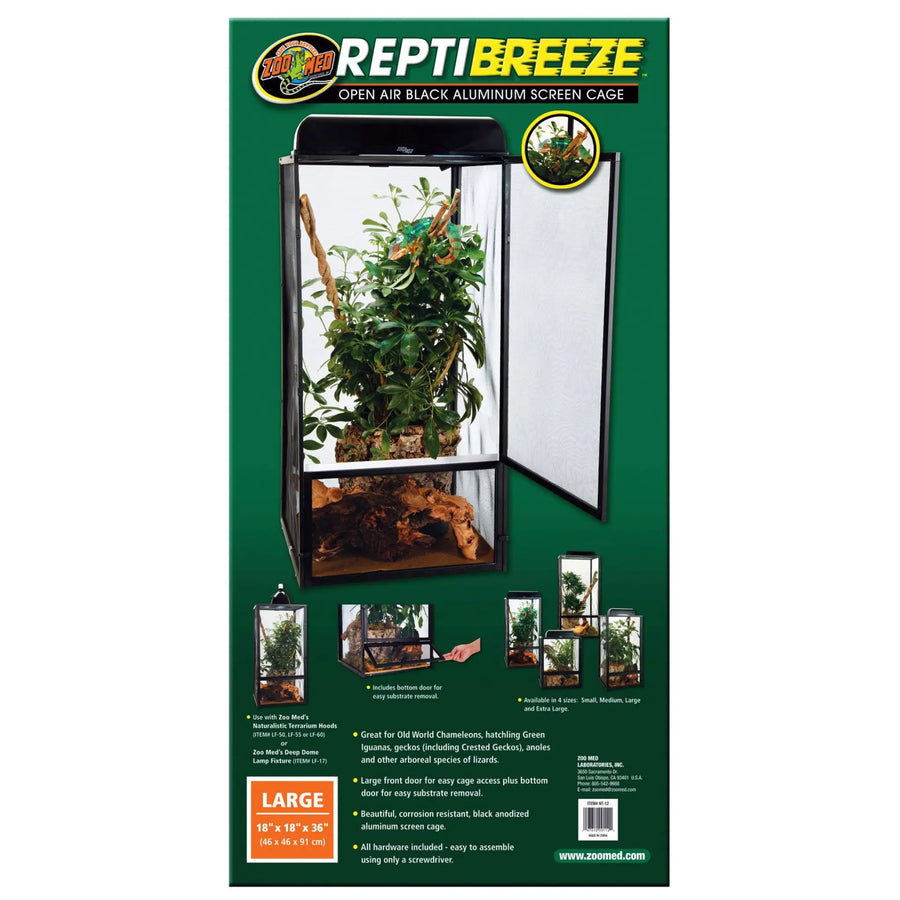 Buy Zoo Med ReptiBreeze Screen Cage Large 46x46x91cm (TZR012) Online at £89.99 from Reptile Centre