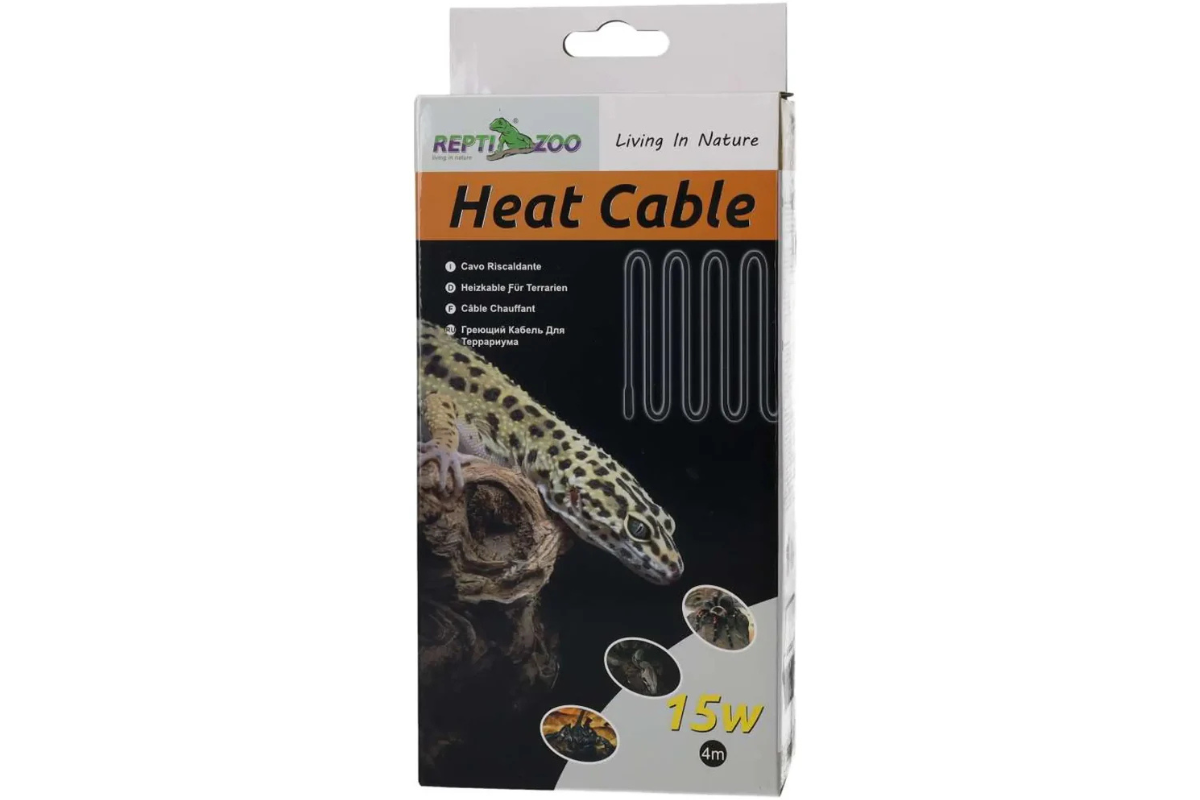 Heat Cables: The Hidden Hero in Reptile and Aquatic Setups packaging from ReptiZoo showcasing specifications and use.
