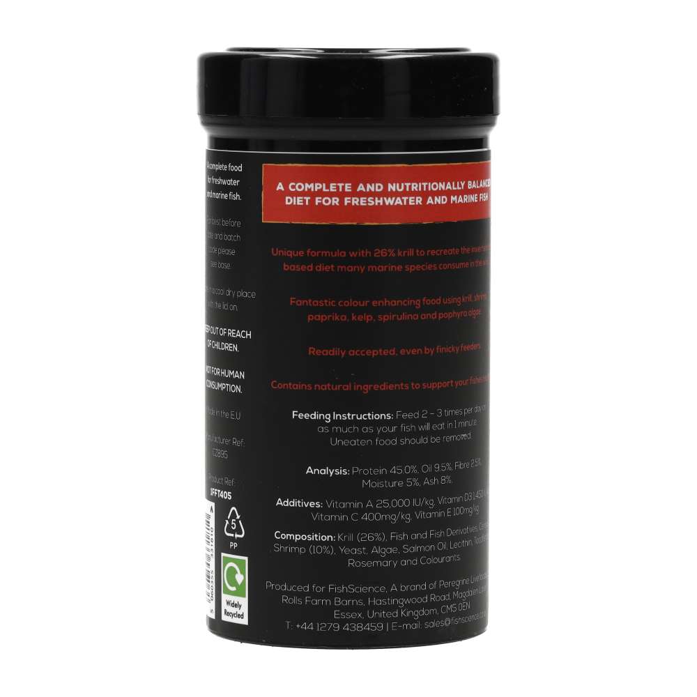 FishScience Krill Flake Food rear packaging