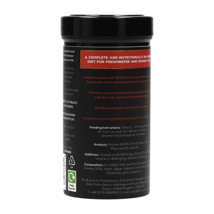 FishScience Krill Flake Food rear packaging