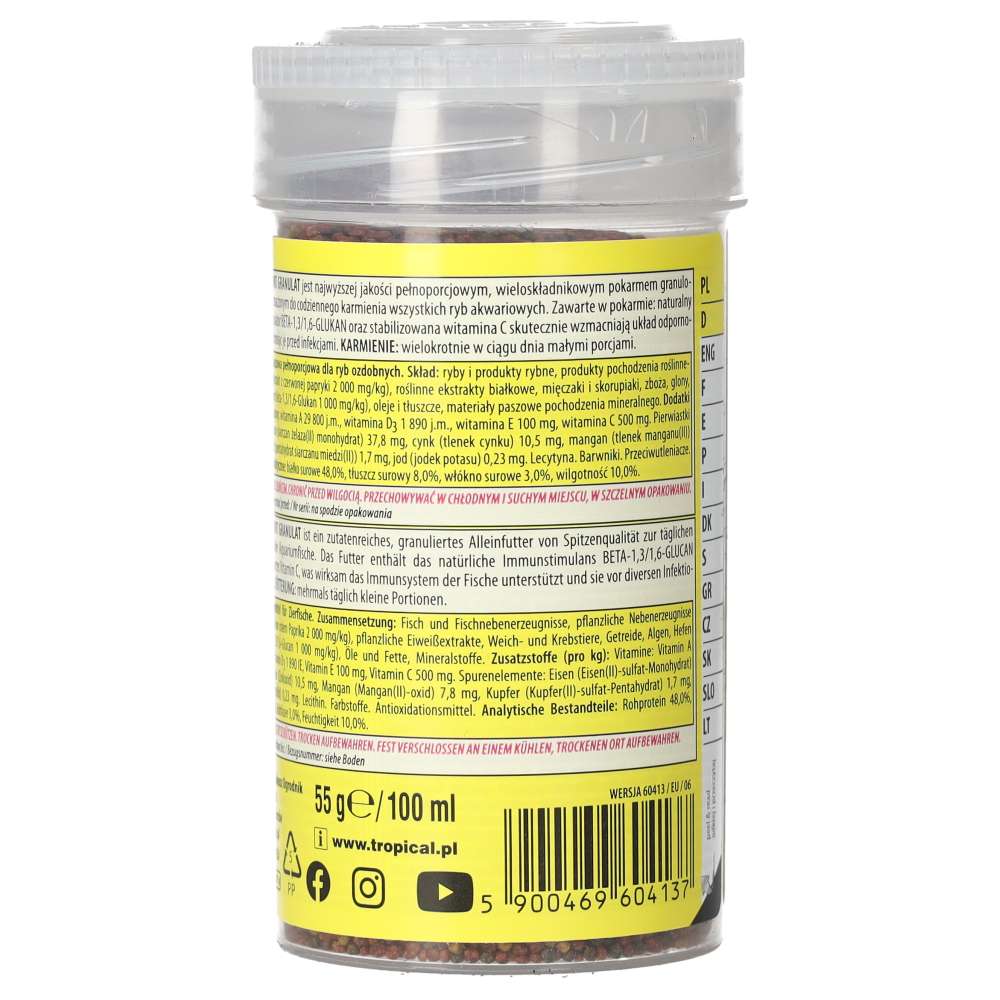 Tropical Supervit Granulat rear packaging