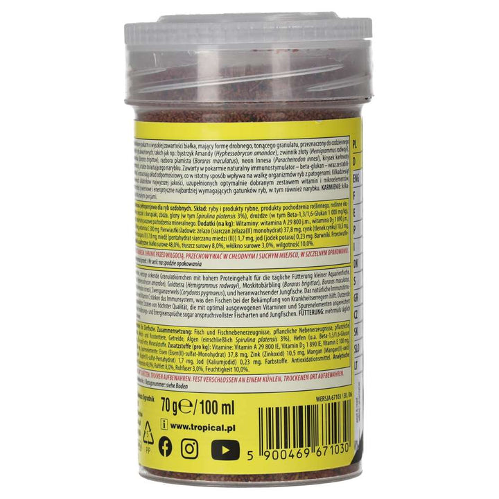 Tropical Nanovit Granulat rear packaging