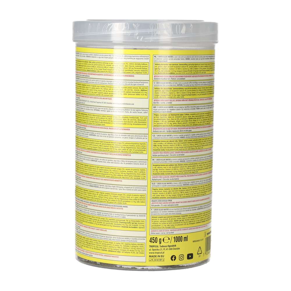 Tropical Green Algae Wafers rear packaging