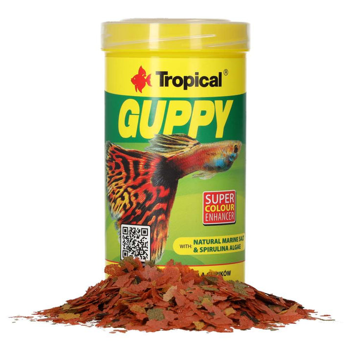 Tropical Guppy Fish Flakes opened