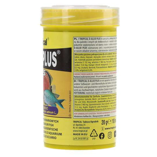 Tropical D-Allio Plus Flakes right packaging