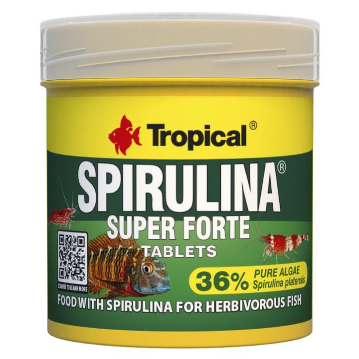 Tropical Spirulina Super Forte tablets container on a white background