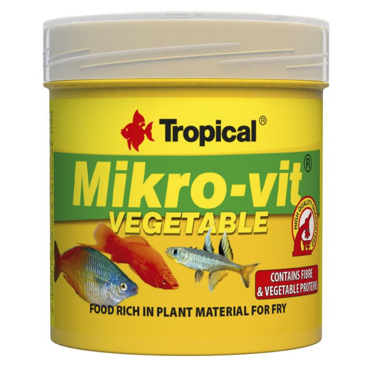 Tropical Mikro-vit Vegetable fish food container on a white background