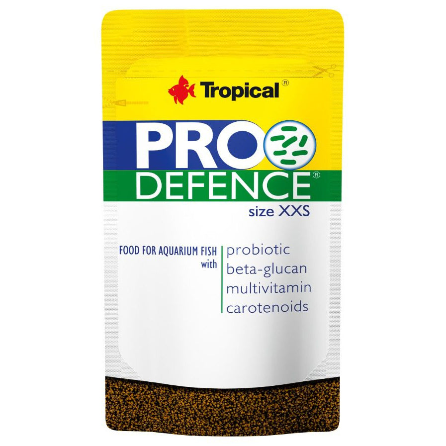 Tropical Pro Defence food packaging for aquarium fish on a white background