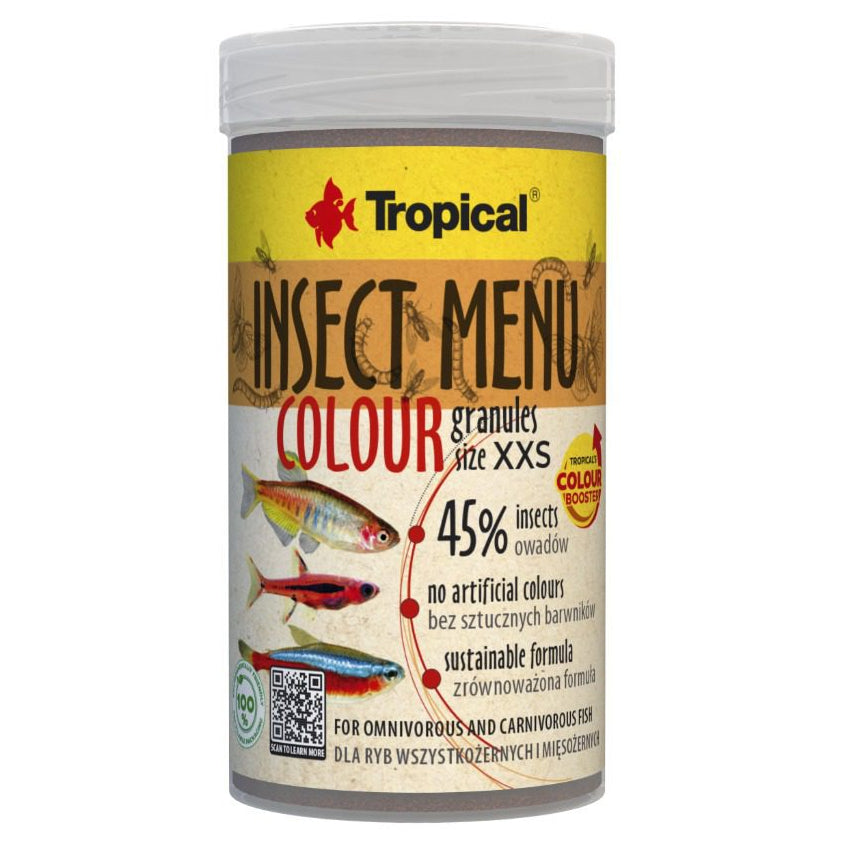 Tropical Insect Menu Colour granules container on a white background