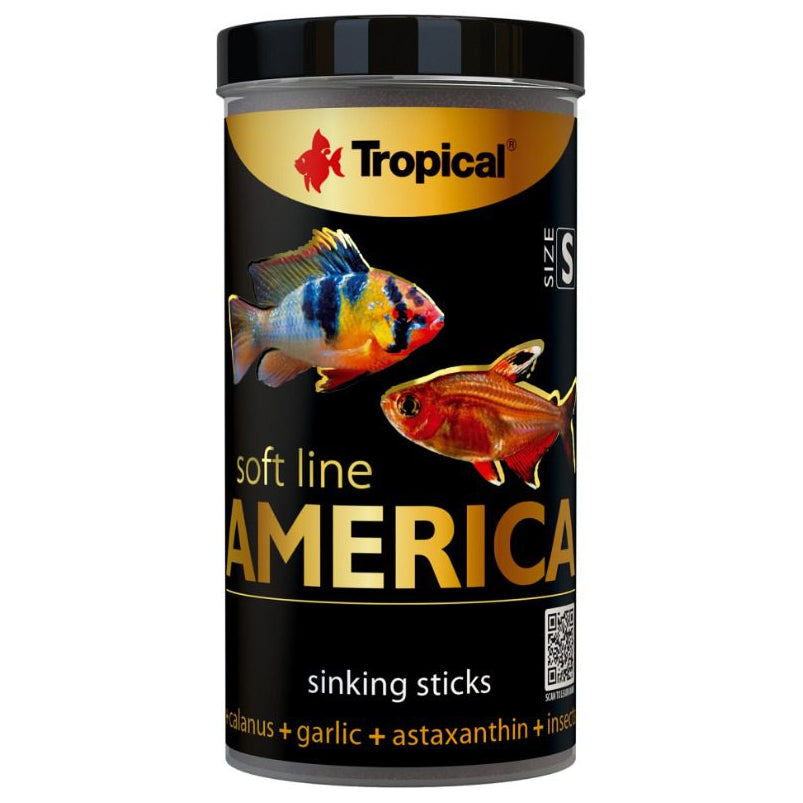 Tropical fish food container with images of fish on a white background