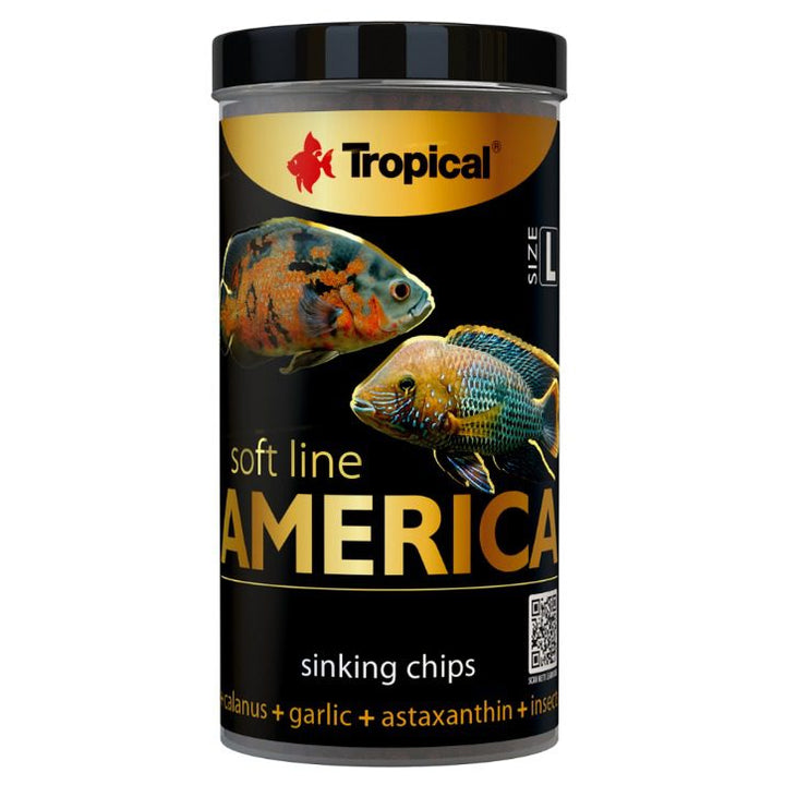 Tropical Soft Line America sinking chips fish food canister on a white background