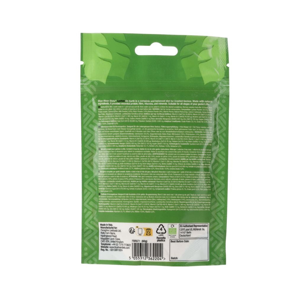 BR Lychee On Earth Gecko Diet 60g - back of pack