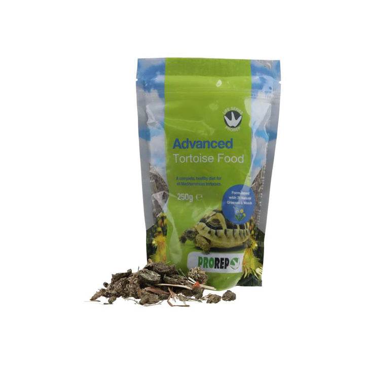 ProRep Advanced Tortoise Food packaging with tortoise illustration on a white background