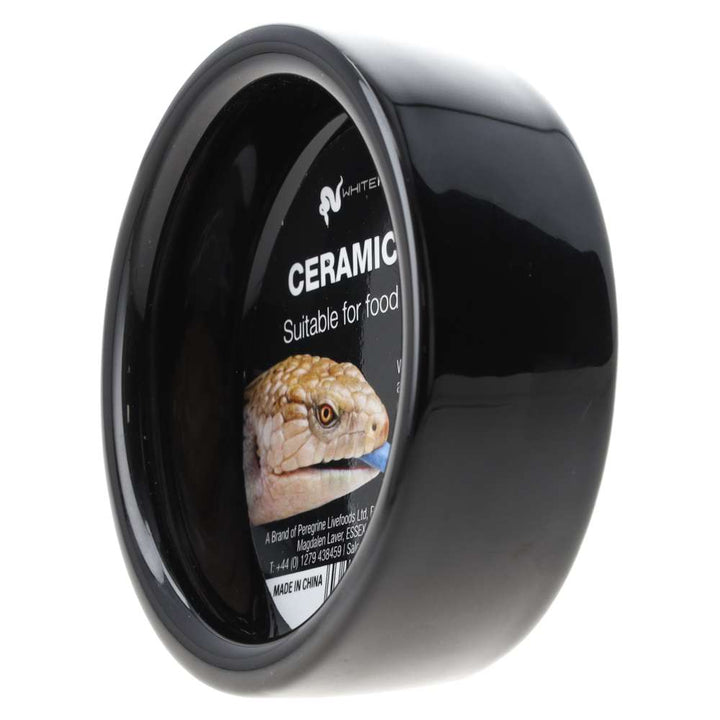 WP Round Ceramic Water Bowl Black - Side view 