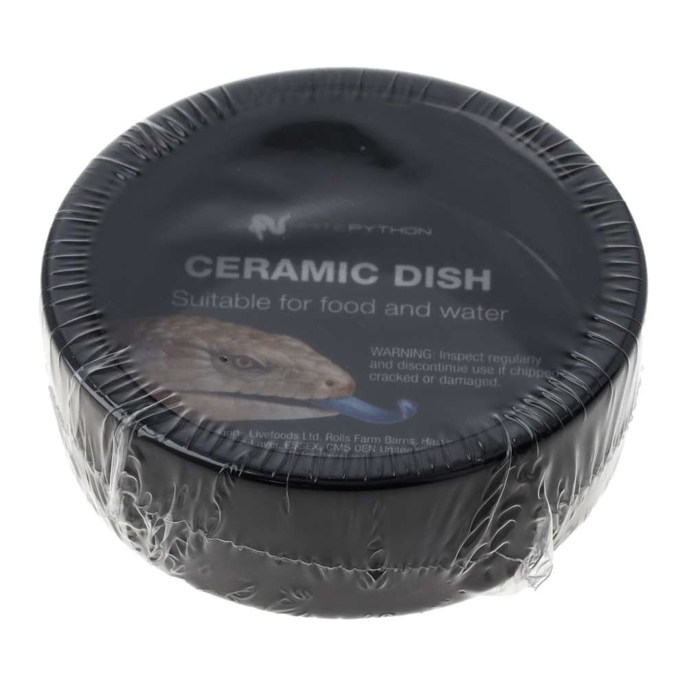 WP Round Ceramic Water Bowl Black - wrapped up 