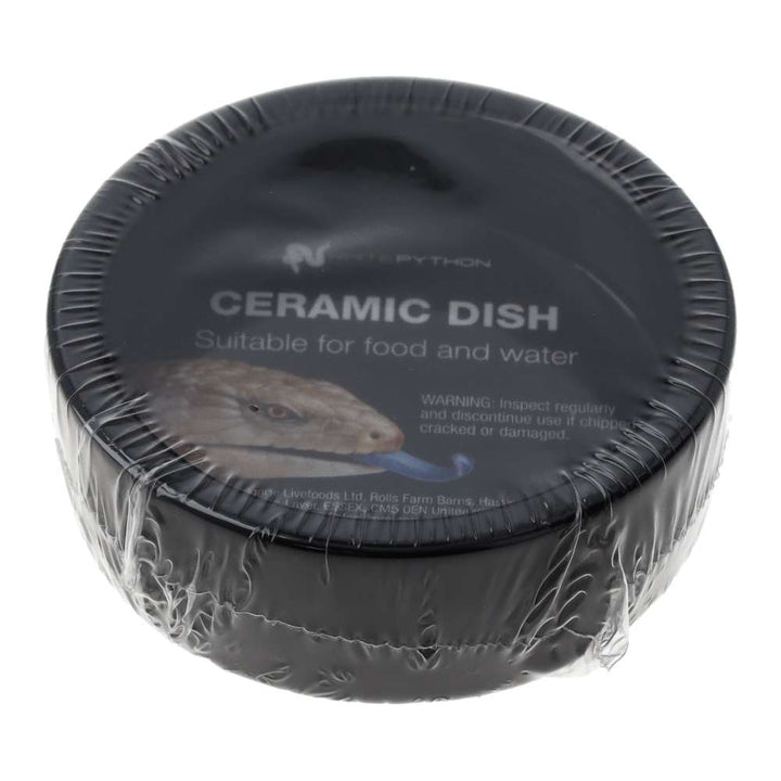 WP Round Ceramic Water Bowl Black - wrapped up 