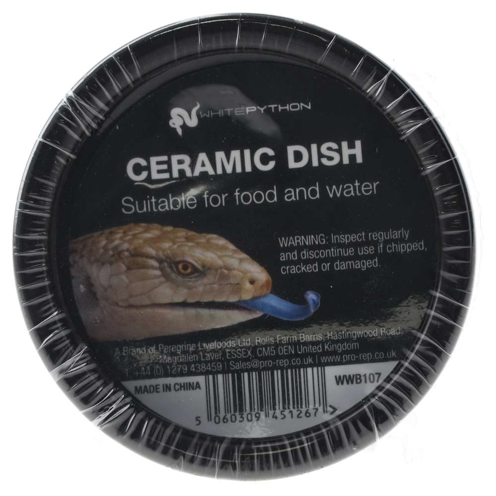 WP Round Ceramic Water Bowl Black - wrapped up front view 