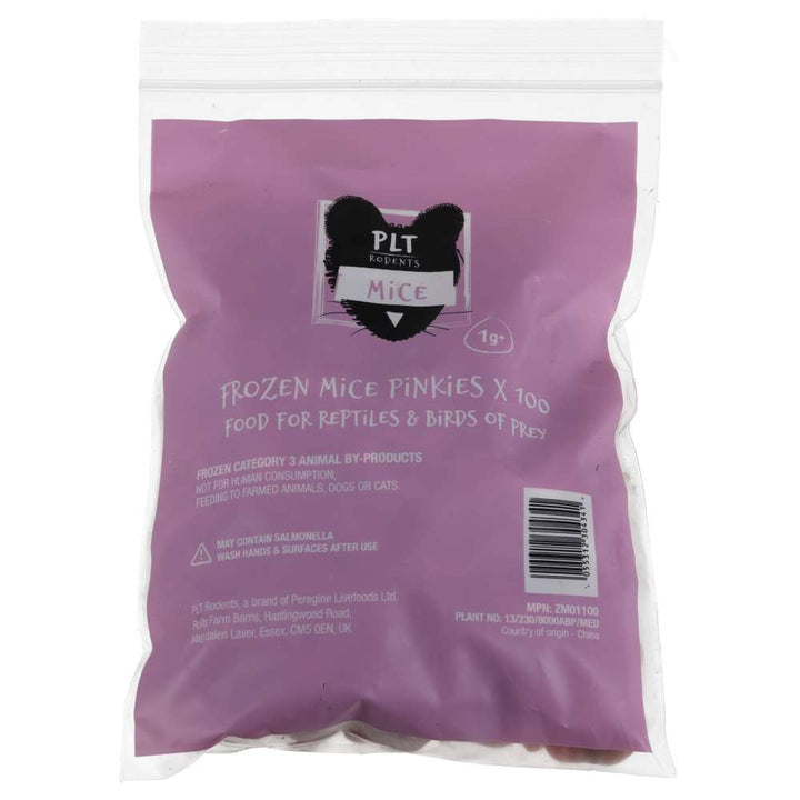 PLT Frozen Mice Pinkies 1g+ 100 pack packaging