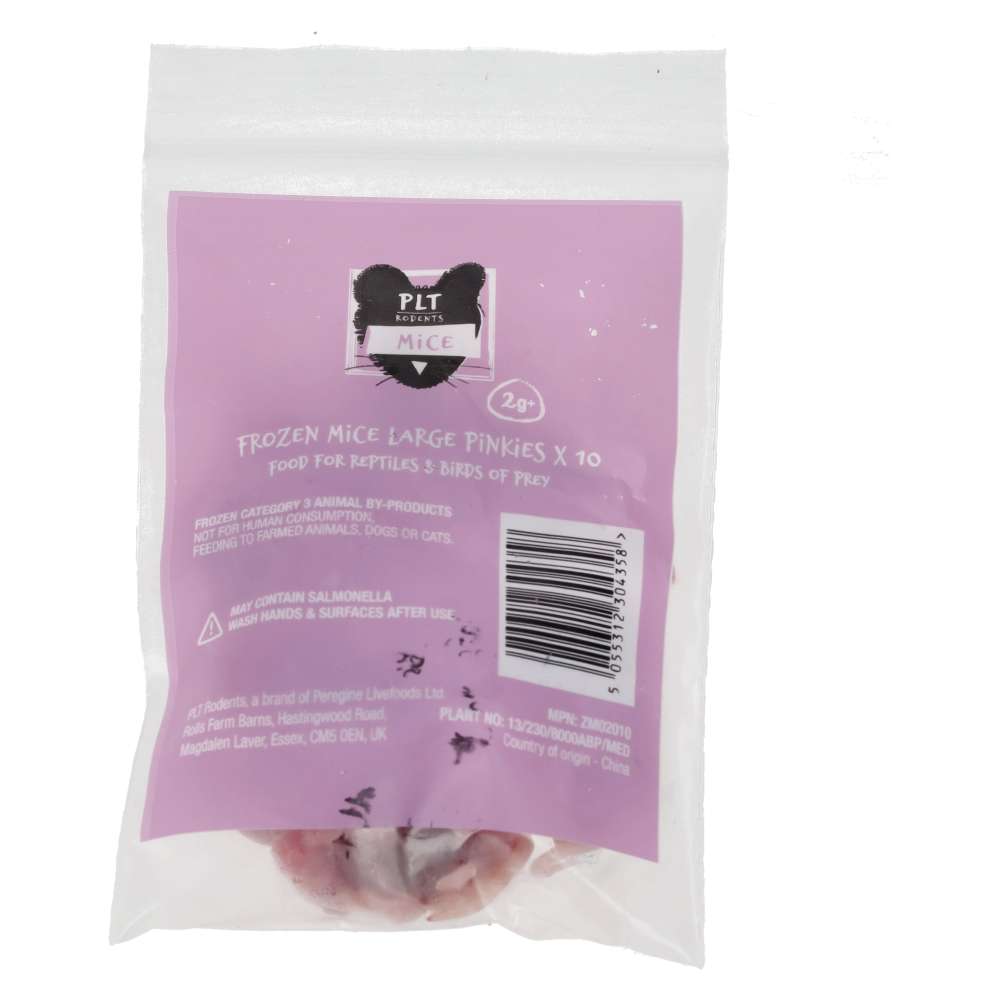PLT Frozen Mice Large Pinkies 2g+ 10 pack