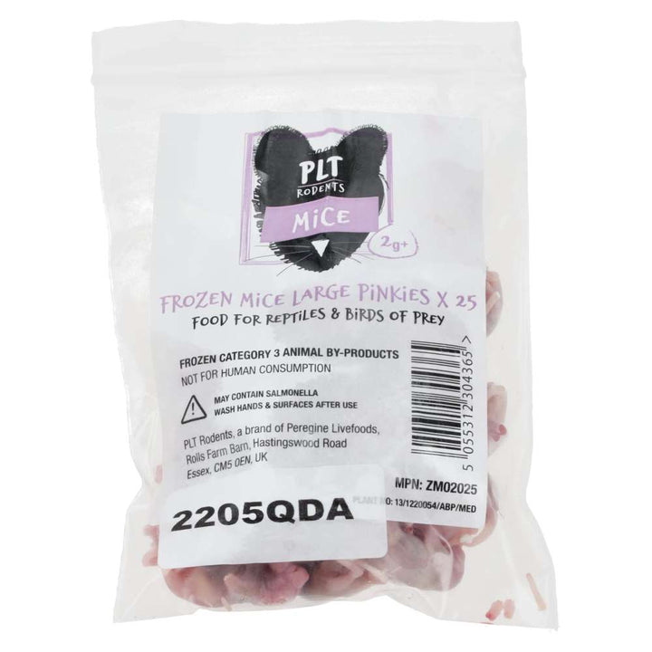 PLT Frozen Mice Large Pinkies 2g+ 25 pack