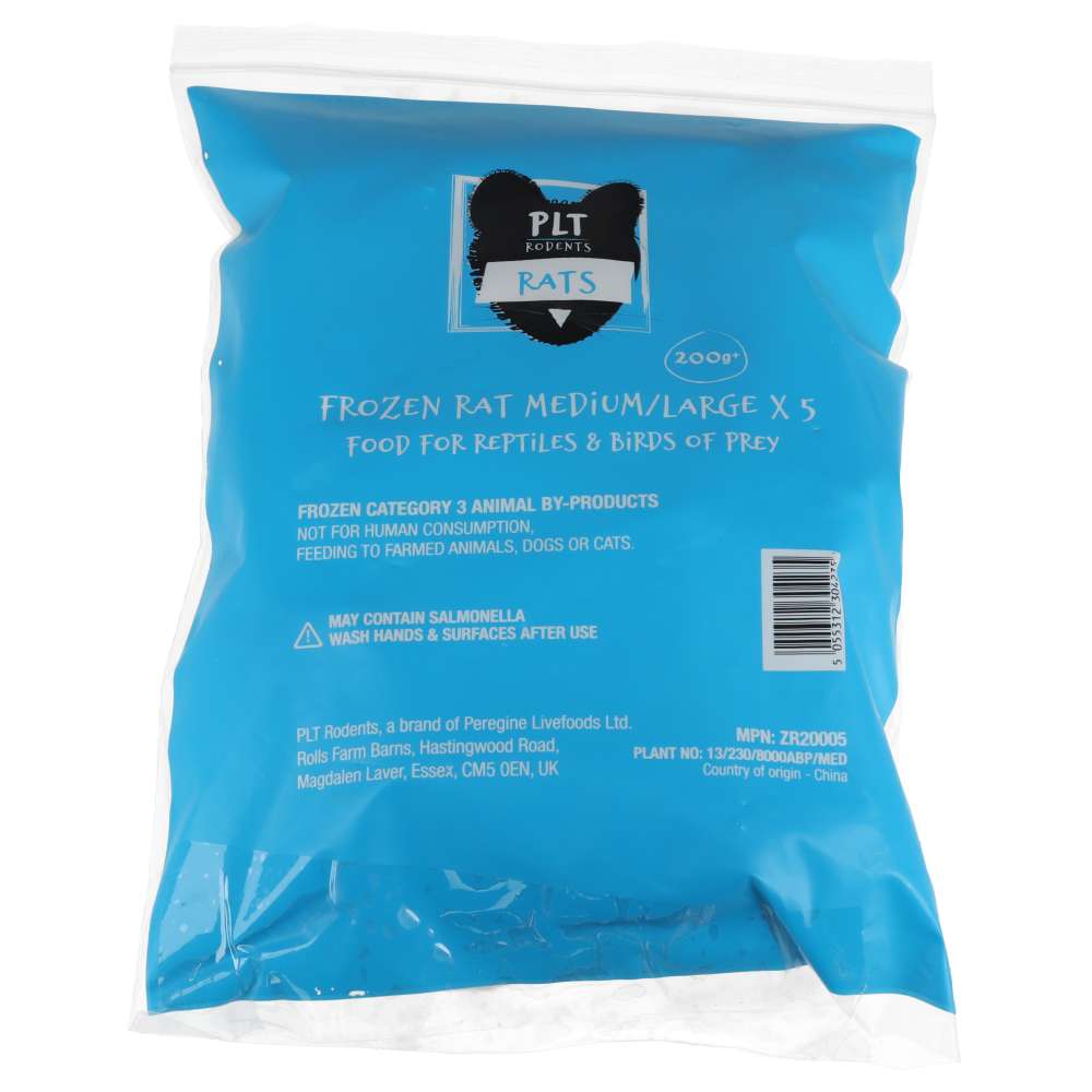 PLT Frozen Rats Medium/Large 200g+ 5 Pack