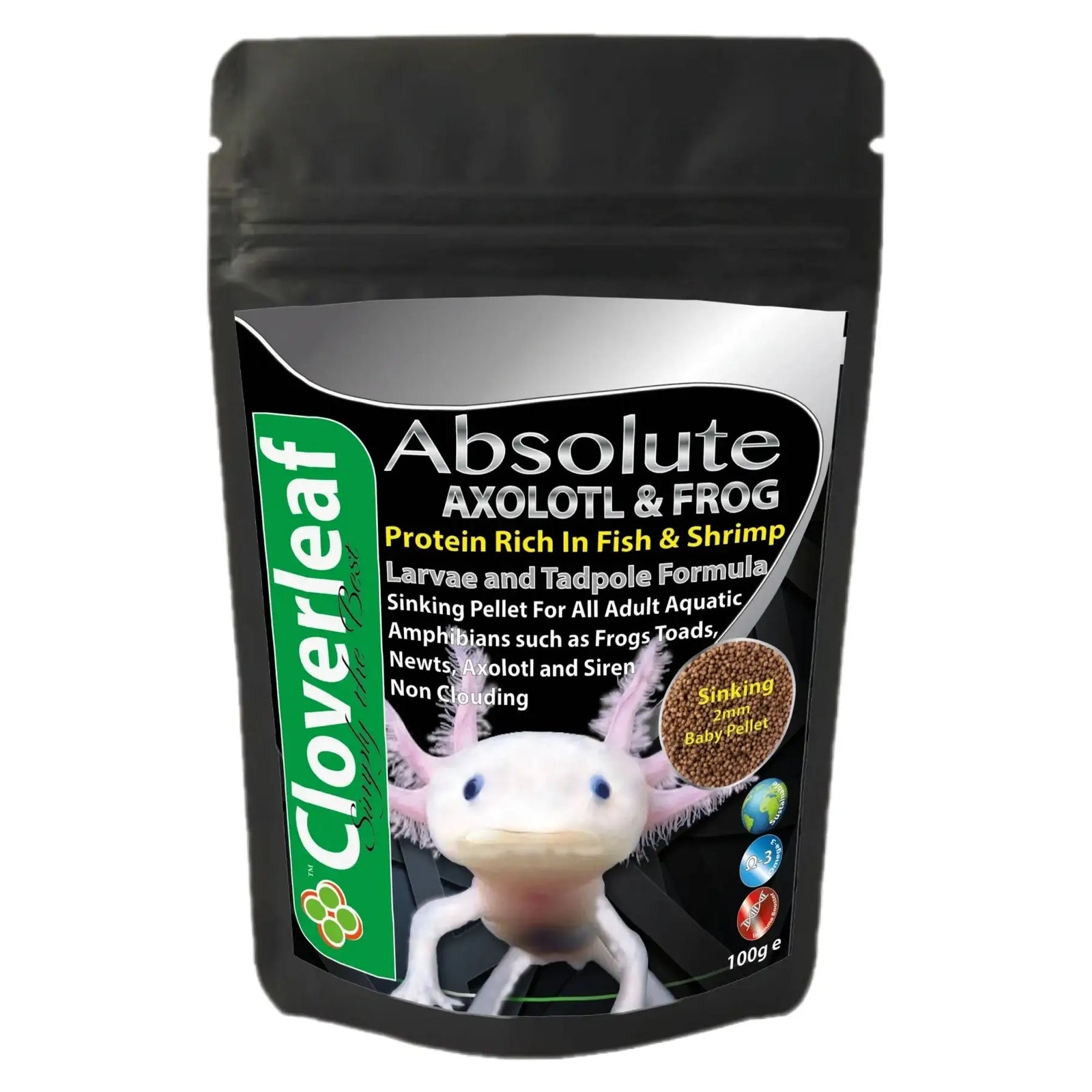 Buy Cloverleaf Absolute Baby Axolotl & Frog Diet 100g online