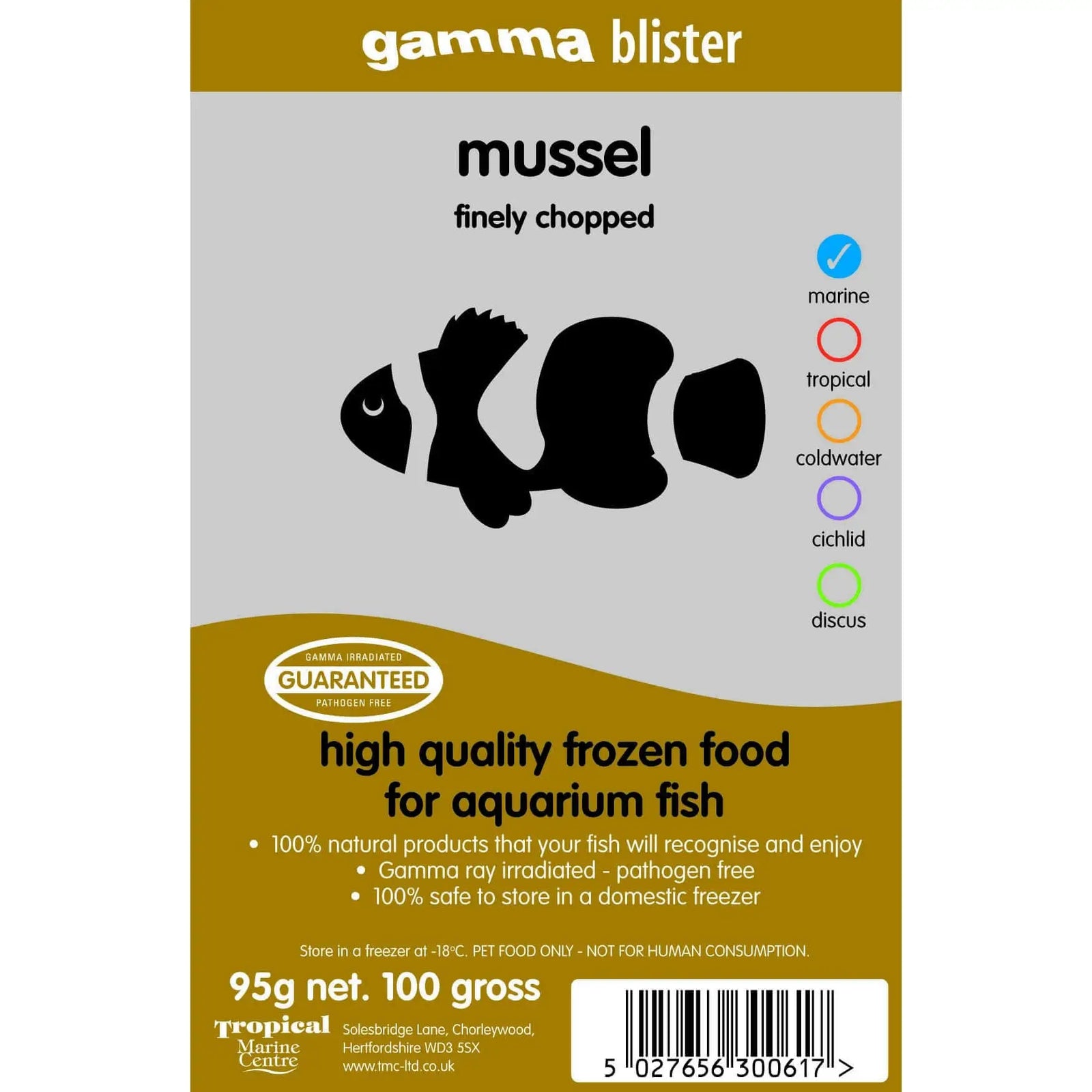 Buy Gamma Frozen Blister Chopped Mussel 95g online