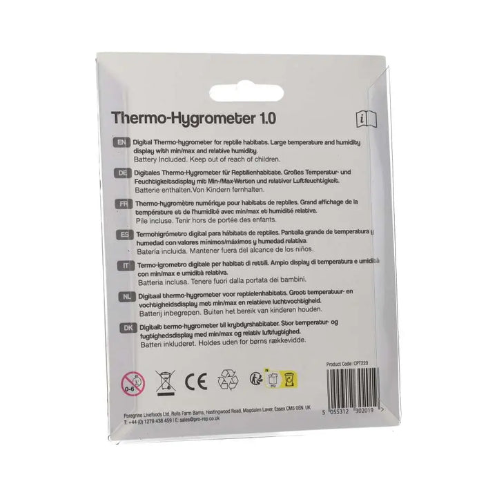 PR Thermo-Hygrometer 1.0
 - back of packet