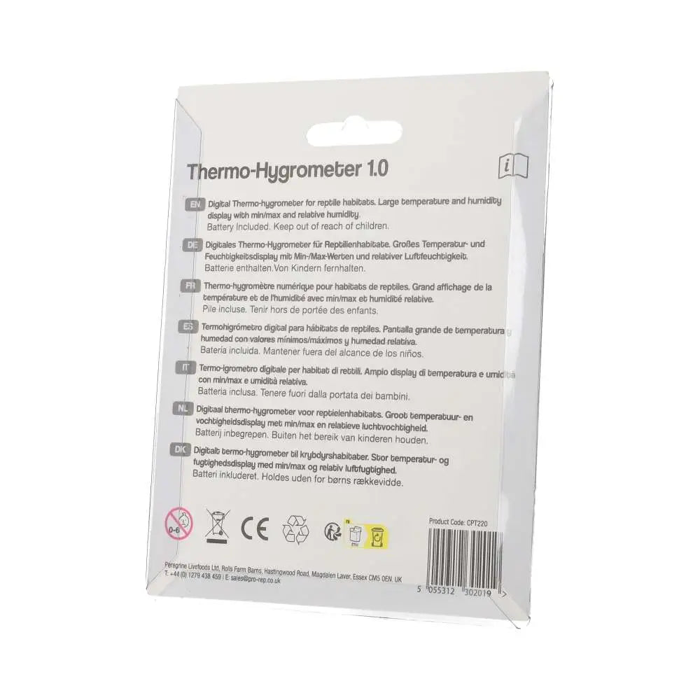 PR Thermo-Hygrometer 1.0 - back of packet