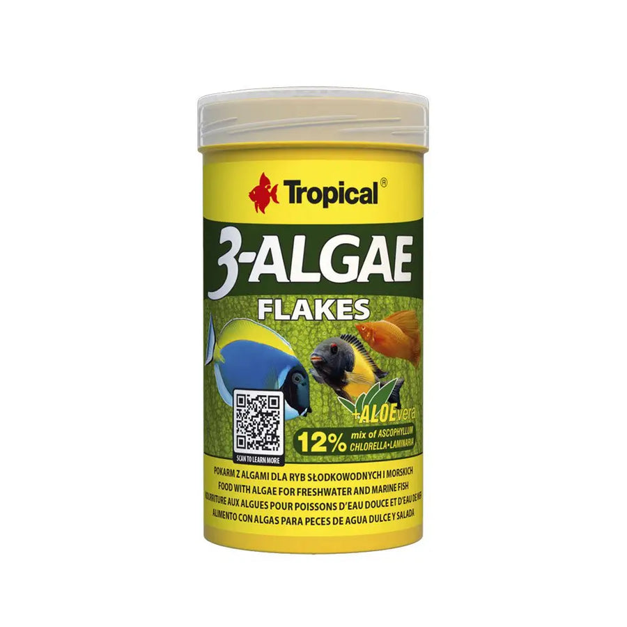 Tropical 3-Algae Flakes 100ml/20g
- yellow tub of fish food. 