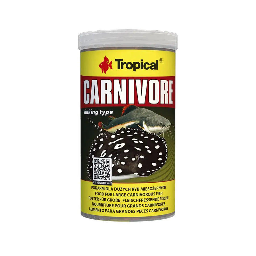 Tropical Carnivore 500ml/300g - front label of carnivore fish food by tropical