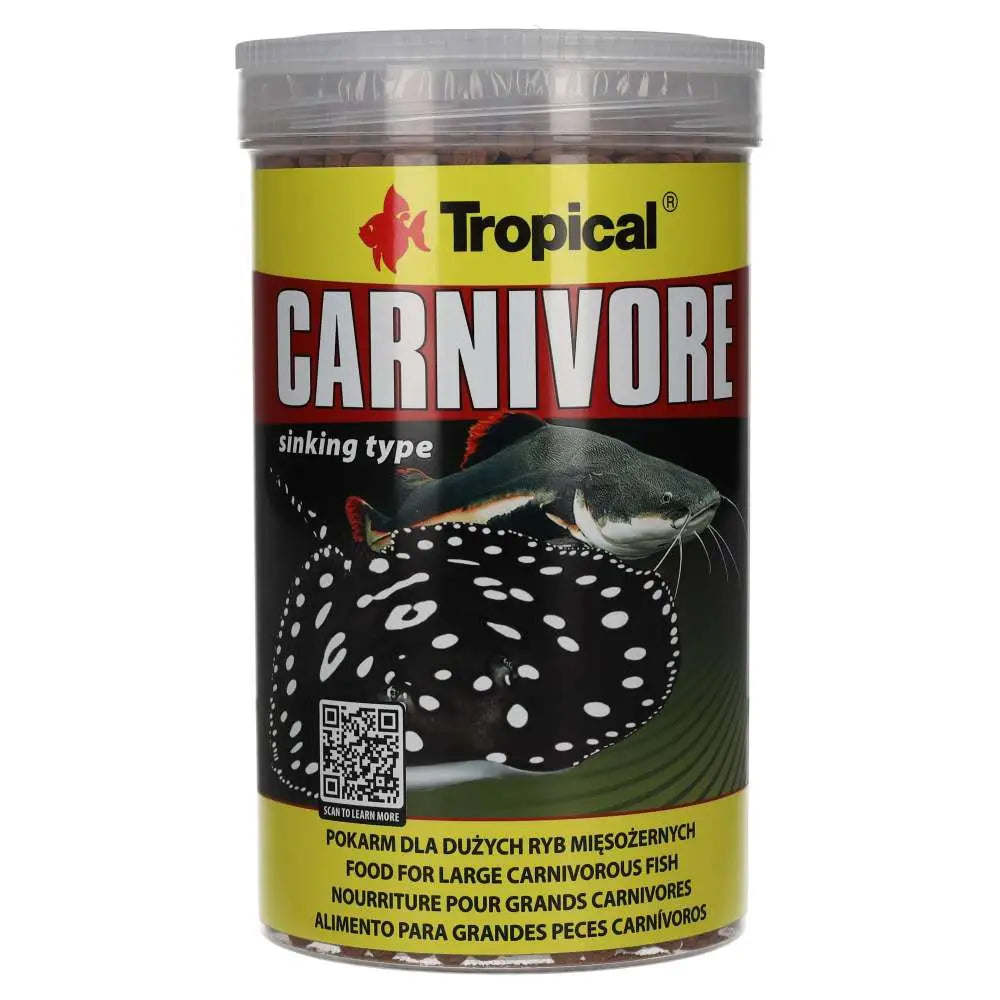 Tropical Carnivore 1000ml/600g
 fish food in yellow green, with cat fish and ray 