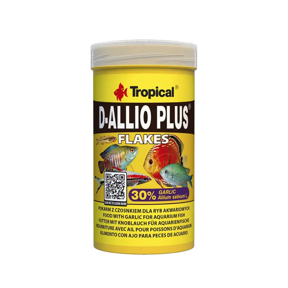 Tropical D-Allio Plus Flakes 500ml/100g - large yellow fish food tub with screw top