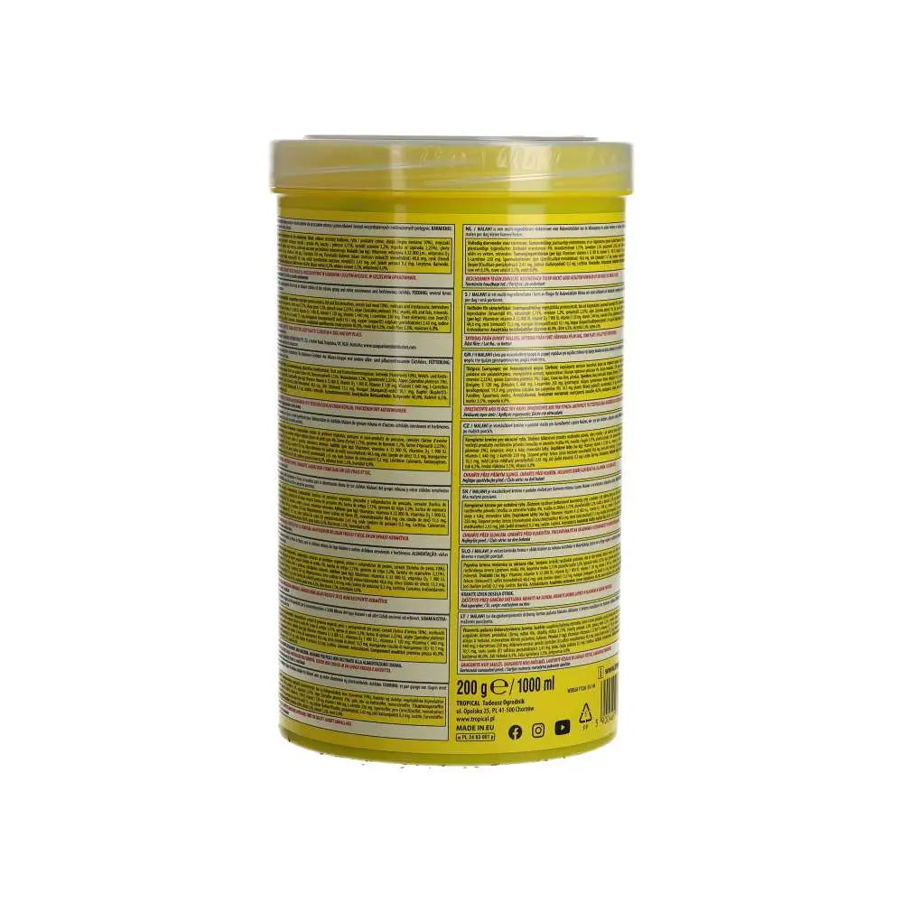 Tropical Malawi 1000ml/200g - back of the bottle with label 