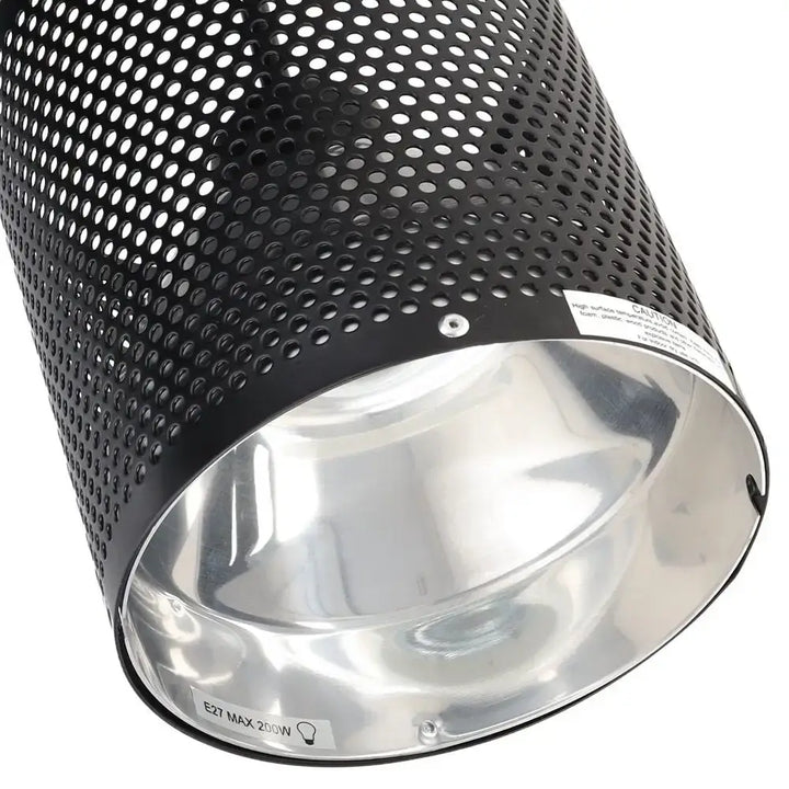 A closeup of the Midnight Black White Python 4-in-1 lamp fixture reflector