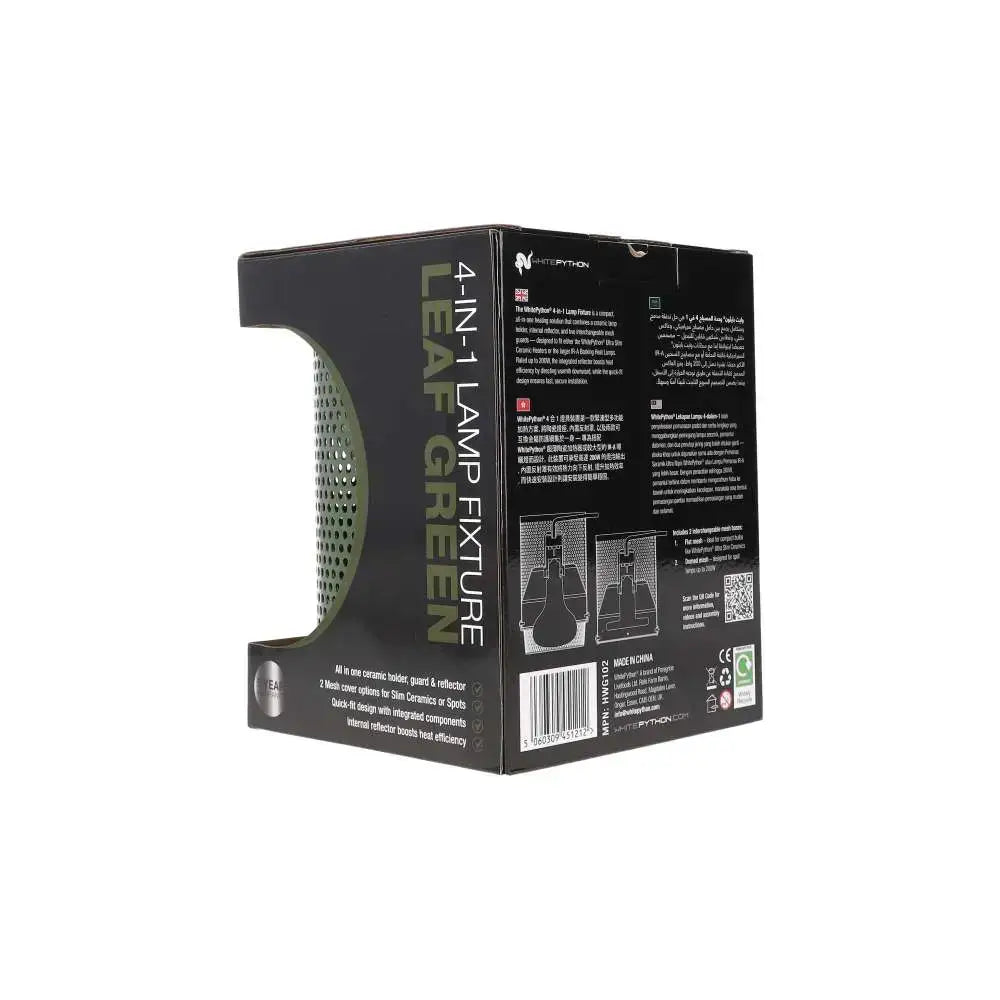 A Leaf Green White Python 4-in-1 lamp fixture rear packaging