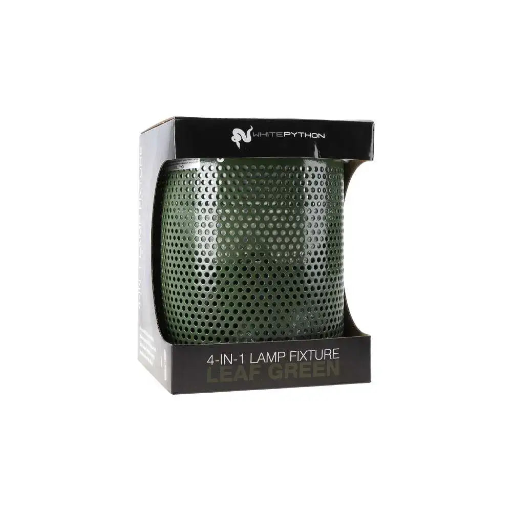 A Green Leaf White Python 4-in-1 lamp fixture facing forward in its packaging