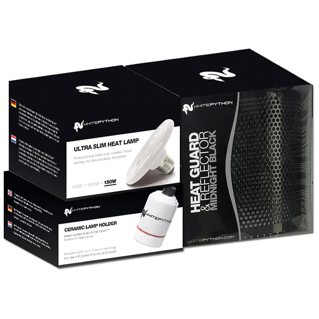 Buy White Python Ceramic Heater, Holder, Guard & Reflector (HWC150|HWH005|HWG010) Online at £74.67 from Reptile Centre