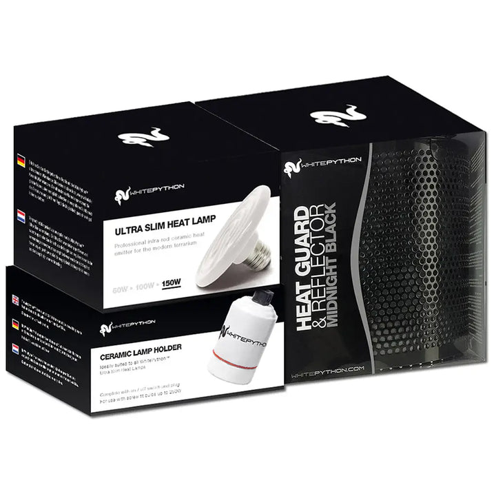 Buy White Python Ceramic Heater, Holder, Guard & Reflector (HWC150|HWH005|HWG010) Online at £74.67 from Reptile Centre