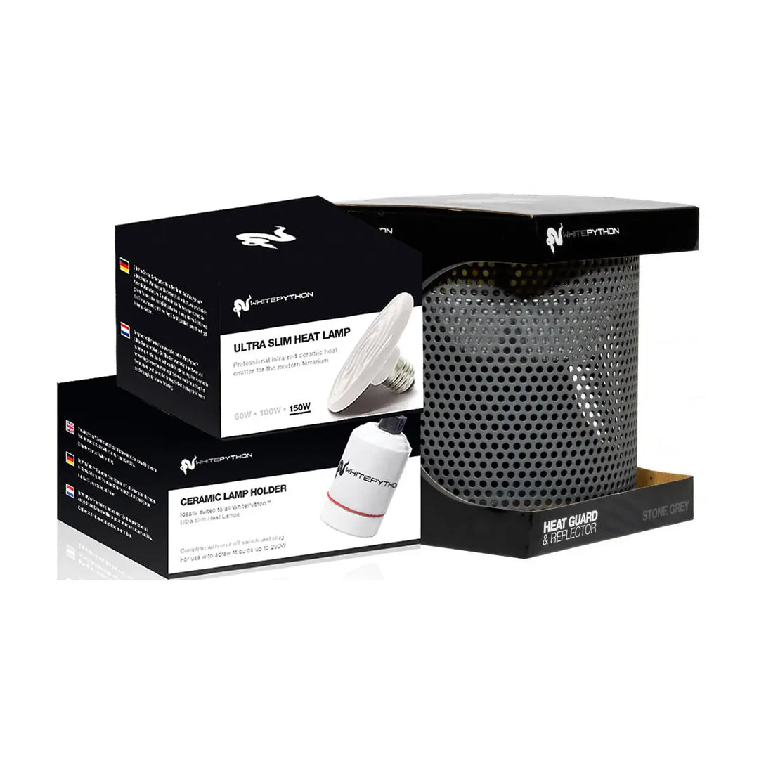 Buy White Python Ceramic Heater, Holder, Guard & Reflector (HWC150|HWH005|HWG040) Online at £74.67 from Reptile Centre