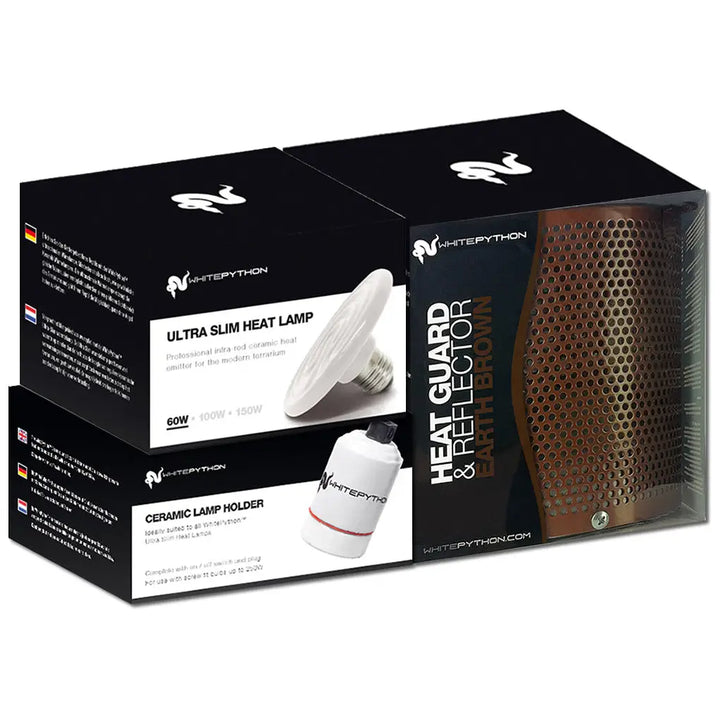 Buy White Python Ceramic Heater, Holder, Guard & Reflector (HWC060|HWH005|HWG030) Online at £73.87 from Reptile Centre