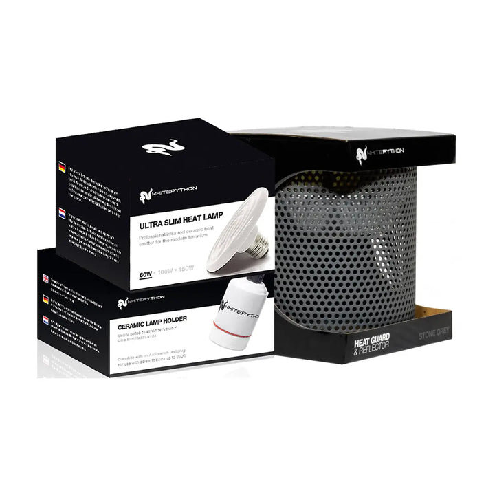 Buy White Python Ceramic Heater, Holder, Guard & Reflector (HWC060|HWH005|HWG040) Online at £73.87 from Reptile Centre