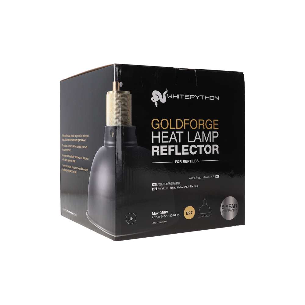 The White Python Goldforge Heat Lamp Reflector packaging, rear