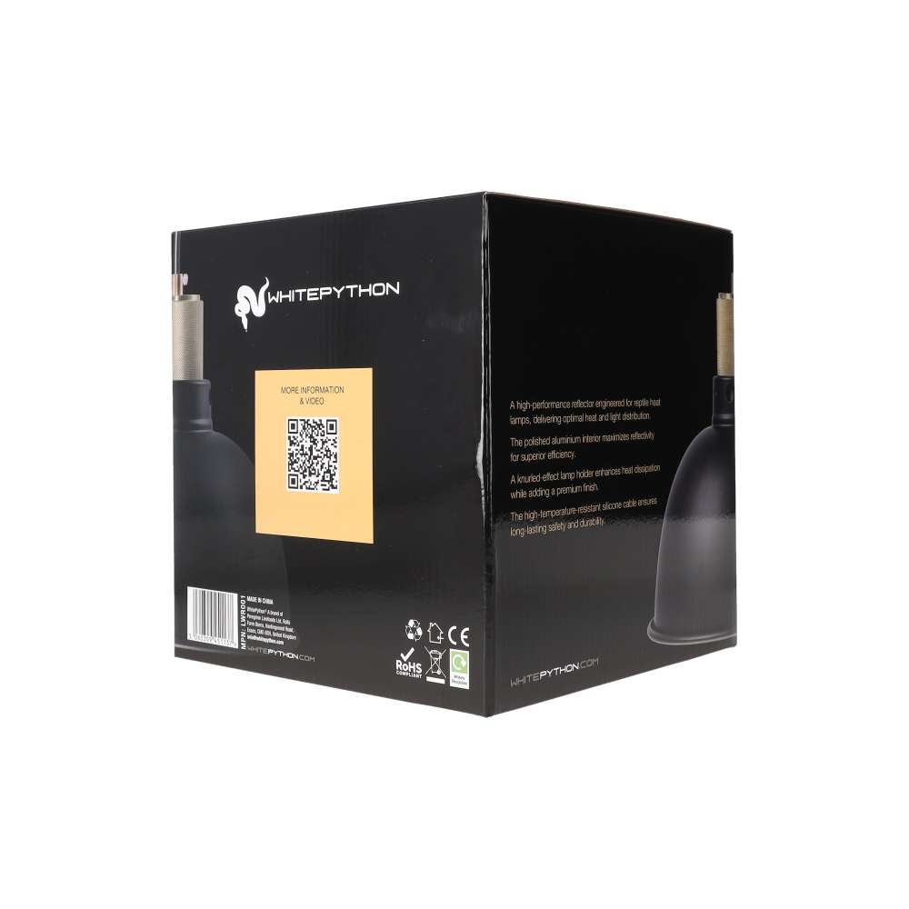 The White Python Goldforge Heat Lamp Reflector packaging, left side