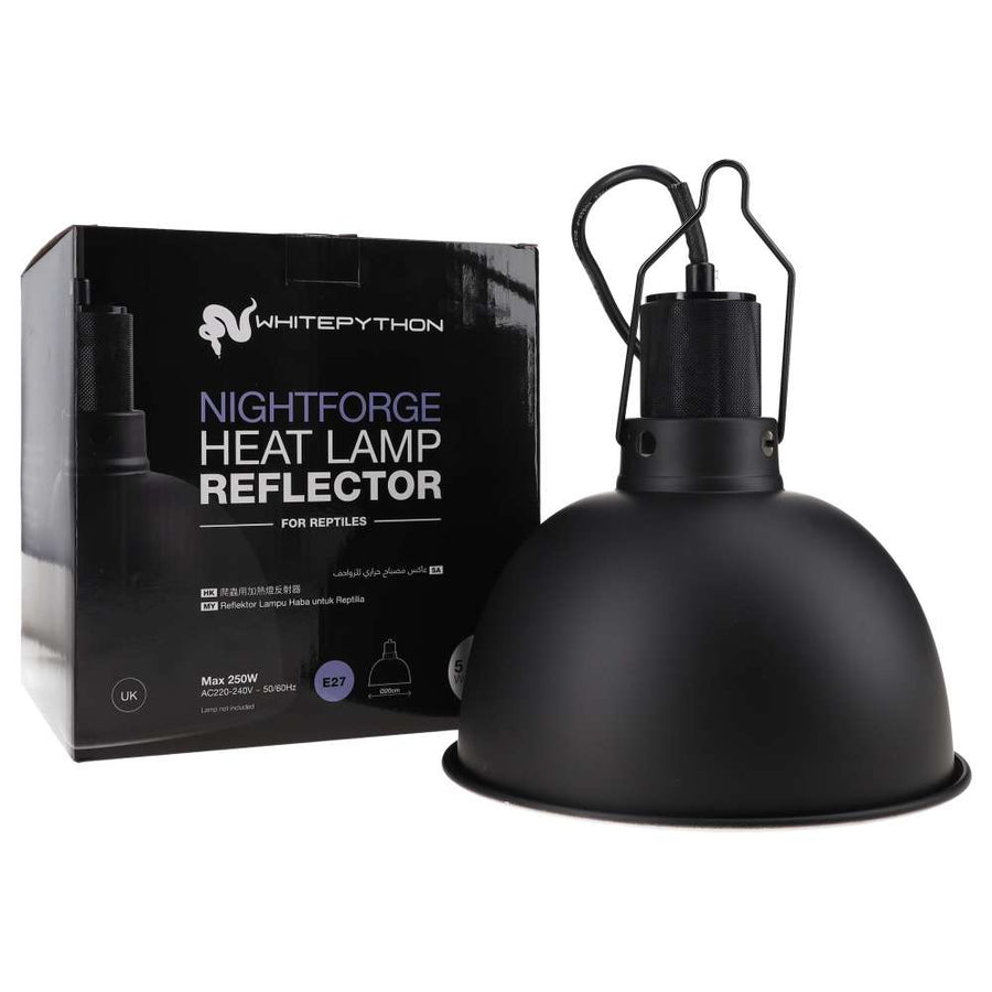 White Python Nightforge Heat Lamp Reflector beside its packaging
