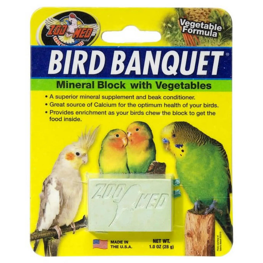 Buy Zoo Med Bird Banquet Mineral Block Vegetable 28g (VZB120) Online at £1.59 from Reptile Centre